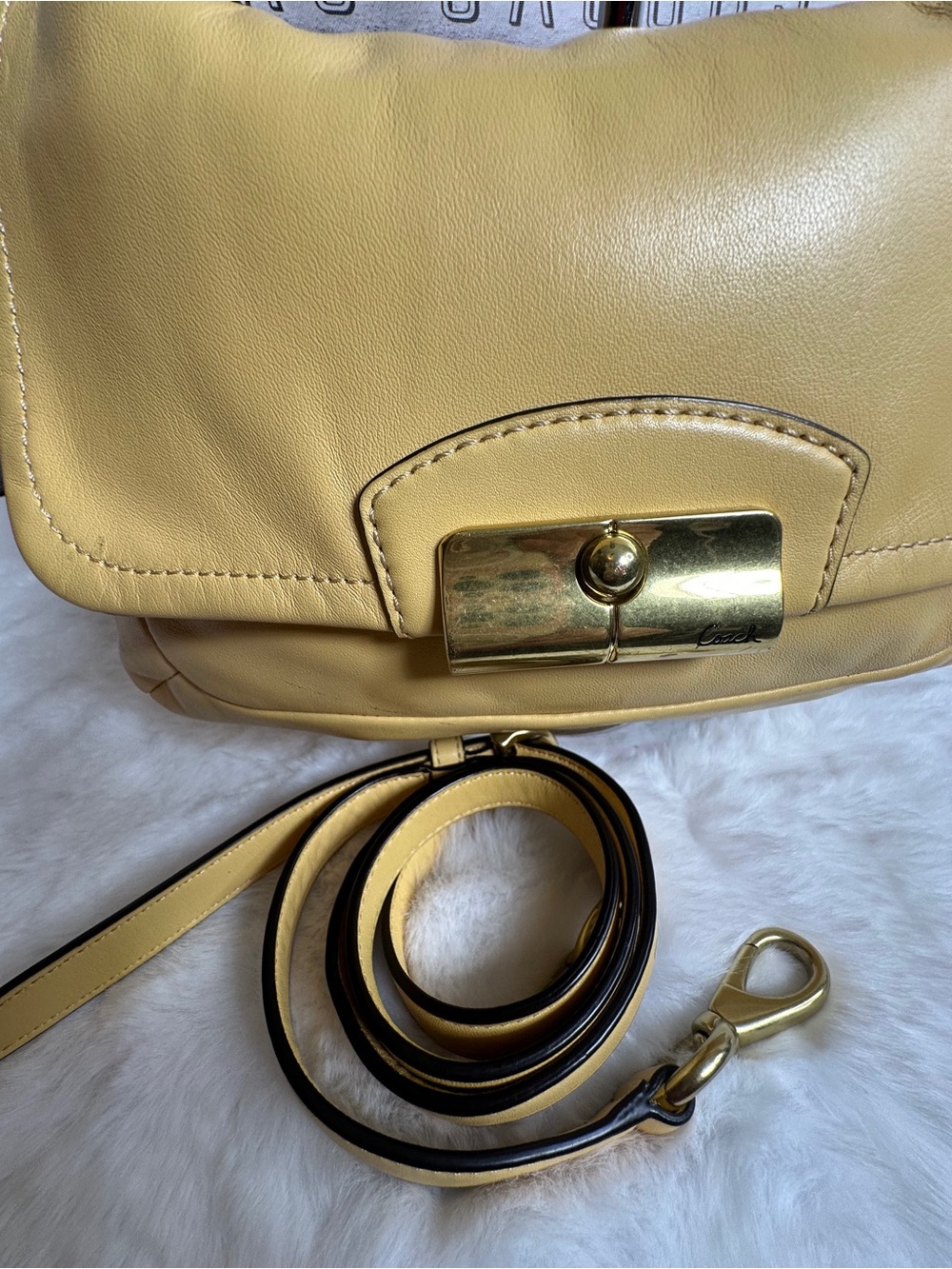 Coach Kristin Buttercup Yellow Leather Convertible Crossbody Shoulder Bag F22308 - Picture 3 of 10